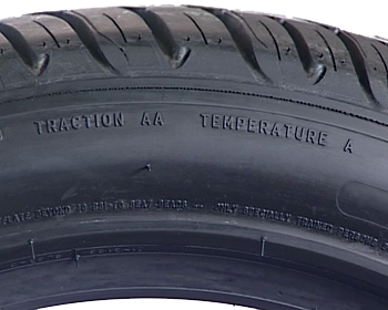 UTQG label on tire sidewall